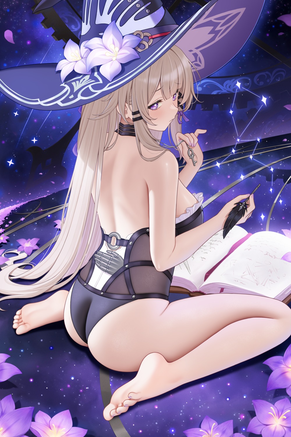 ass corset fukuro_ko_(greentea) herta honkai:_star_rail no_bra pantsu witch