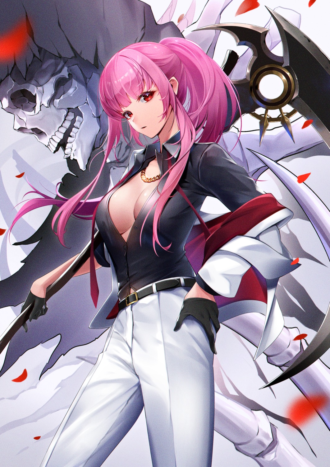 hololive hololive_english kenko_(a143016) mori_calliope no_bra open_shirt