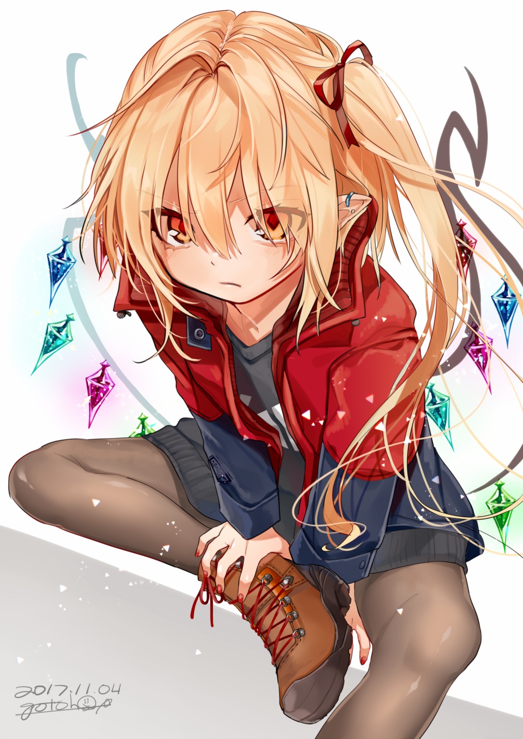 flandre_scarlet gotoh510 pantyhose pointy_ears touhou wings
