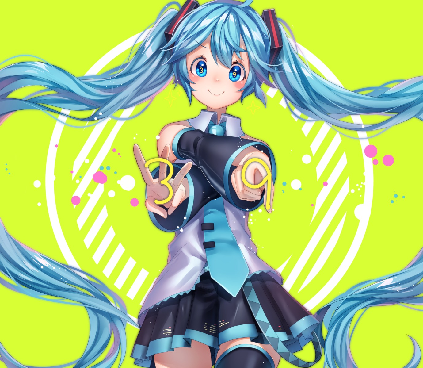 hatsune_miku komadori_ui seifuku thighhighs vocaloid