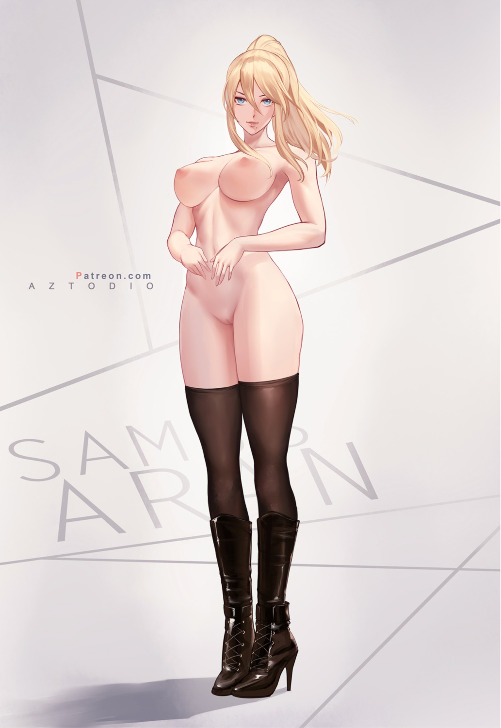 azto_dio censored heels metroid naked nipples pussy samus_aran thighhighs
