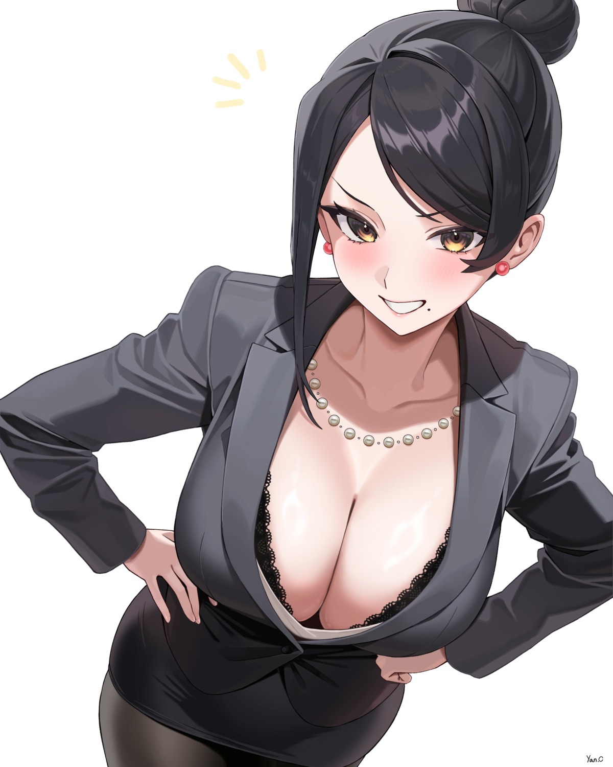 bijin_onna_joushi_takizawa-san bra business_suit cleavage pantyhose takizawa_kyouko yan.c