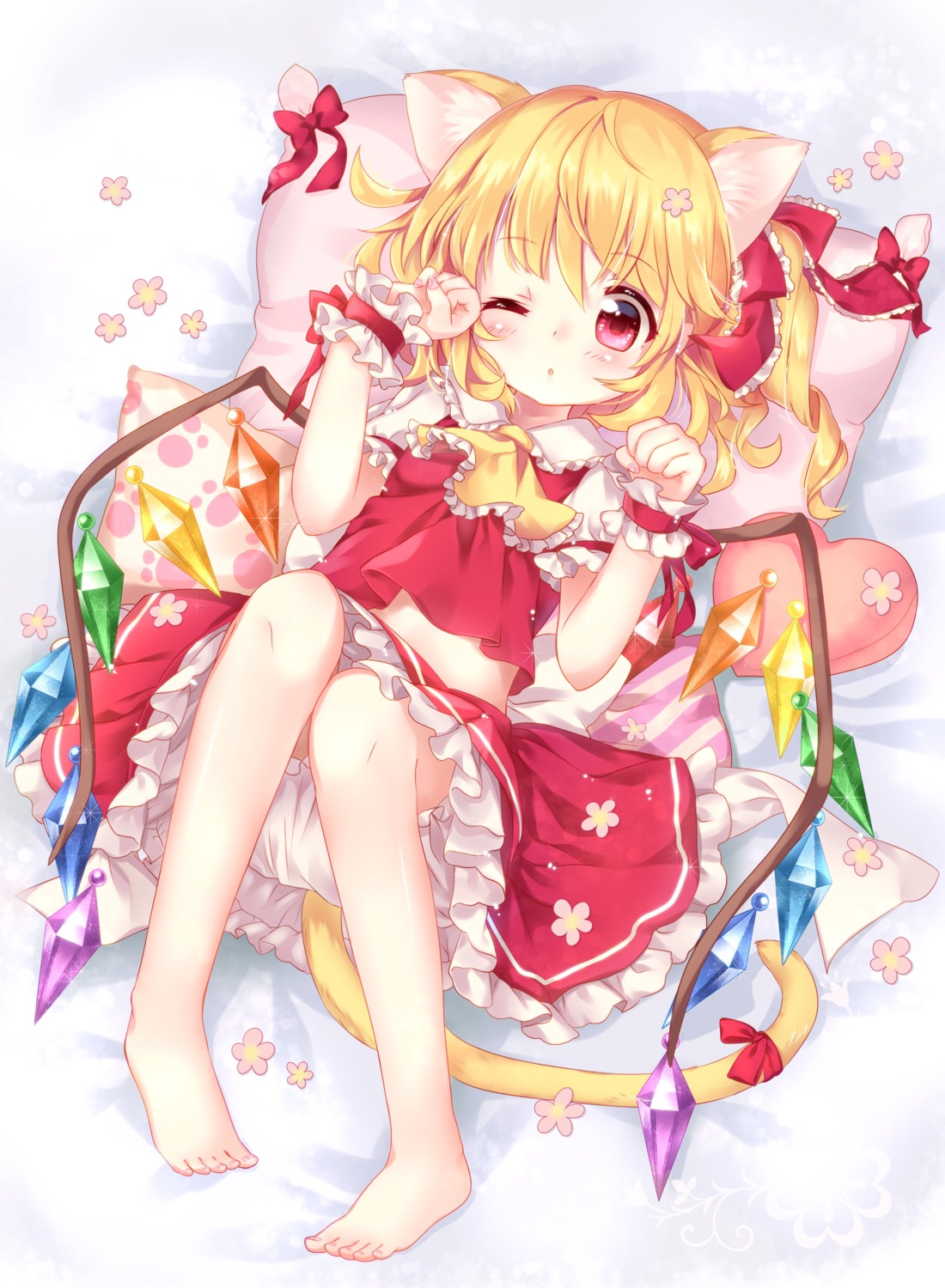 animal_ears flandre_scarlet mimi_(mimi_puru) nekomimi tail touhou wings