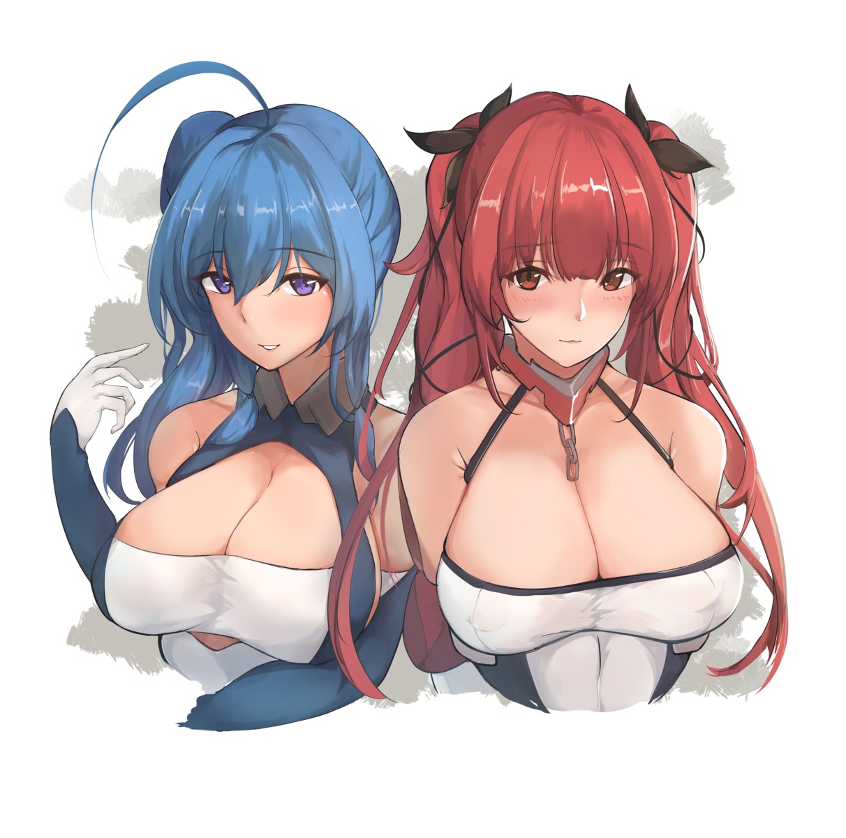 azur_lane cleavage erect_nipples honolulu_(azur_lane) st._louis_(azur_lane) yusha_(m-gata)