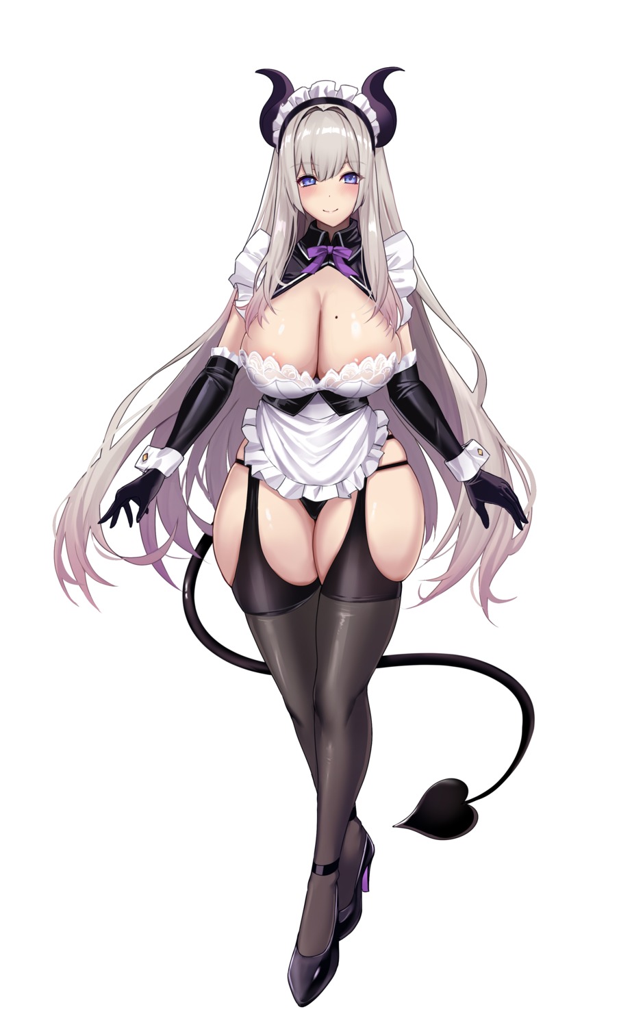 areola devil heels horns maid no_bra pantsu stockings tail thighhighs untsue