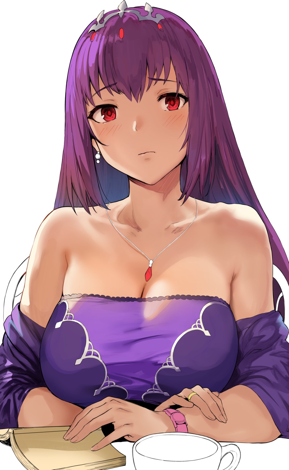 cleavage fate/grand_order hews no_bra scathach_(fate/grand_order)