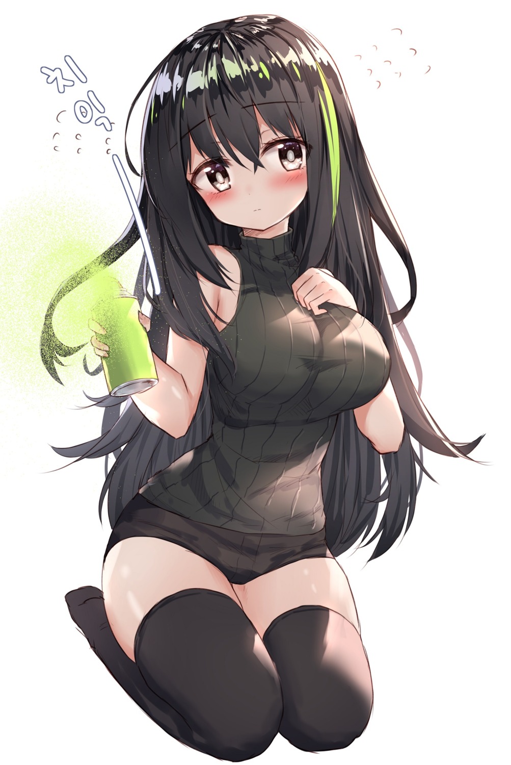 breast_hold girls_frontline m4a1_(girls_frontline) sweater tandohark thighhighs