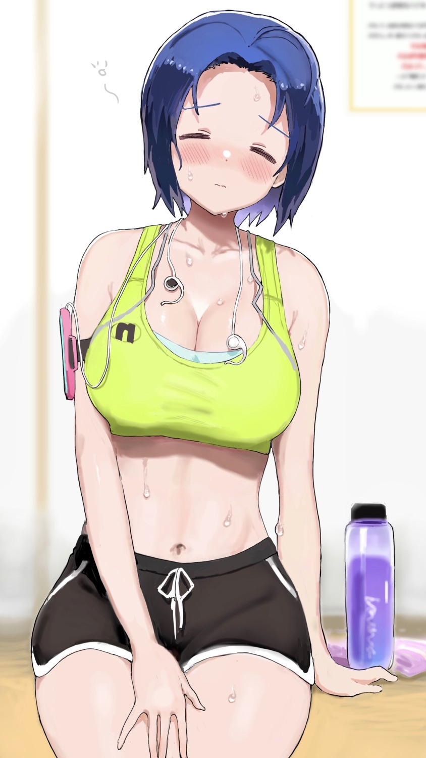 cleavage gym_uniform hitodama_(madatohi) miura_azusa the_idolm@ster wet