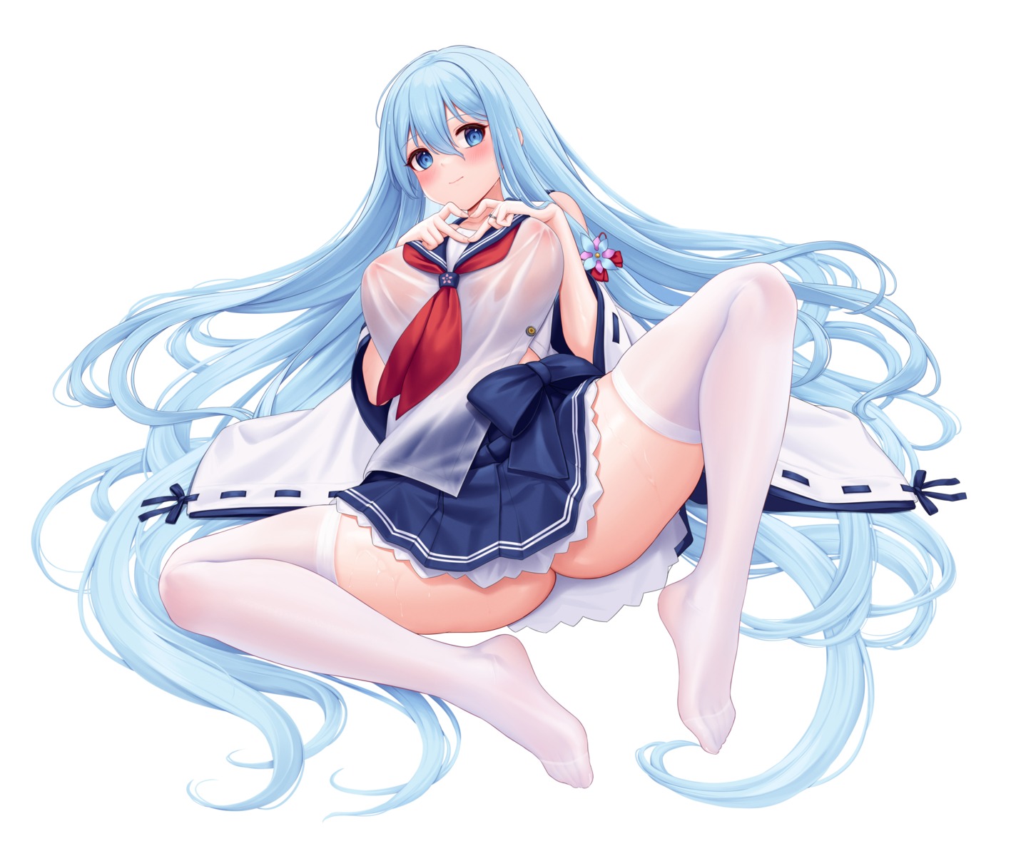 allenes no_bra see_through seifuku shirayuki_(zhanjianshaonv) thighhighs zhanjianshaonv