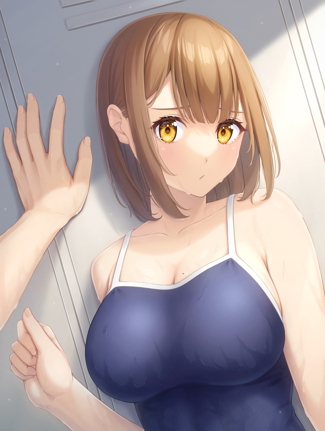 cleavage ochiai_miyabi school_swimsuit swimsuits wet