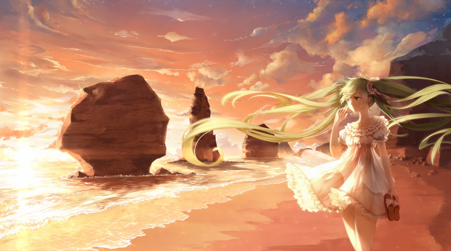 3000kojun dress hatsune_miku landscape vocaloid