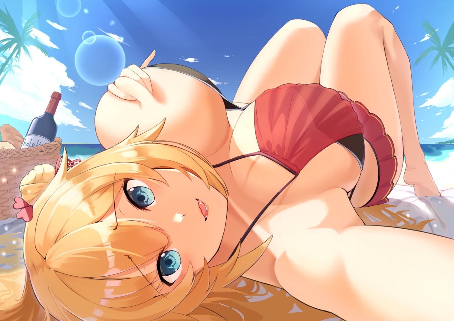 akai_haato bikini breast_grab hai_maker hololive see_through selfie skirt_lift swimsuits