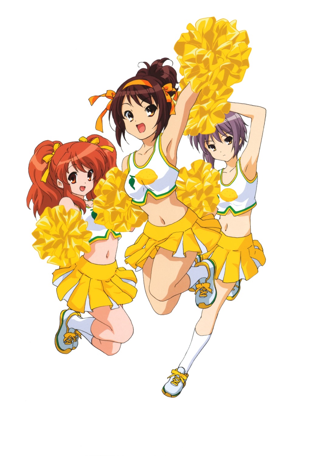 asahina_mikuru cheerleader nagato_yuki suzumiya_haruhi suzumiya_haruhi_no_yuuutsu