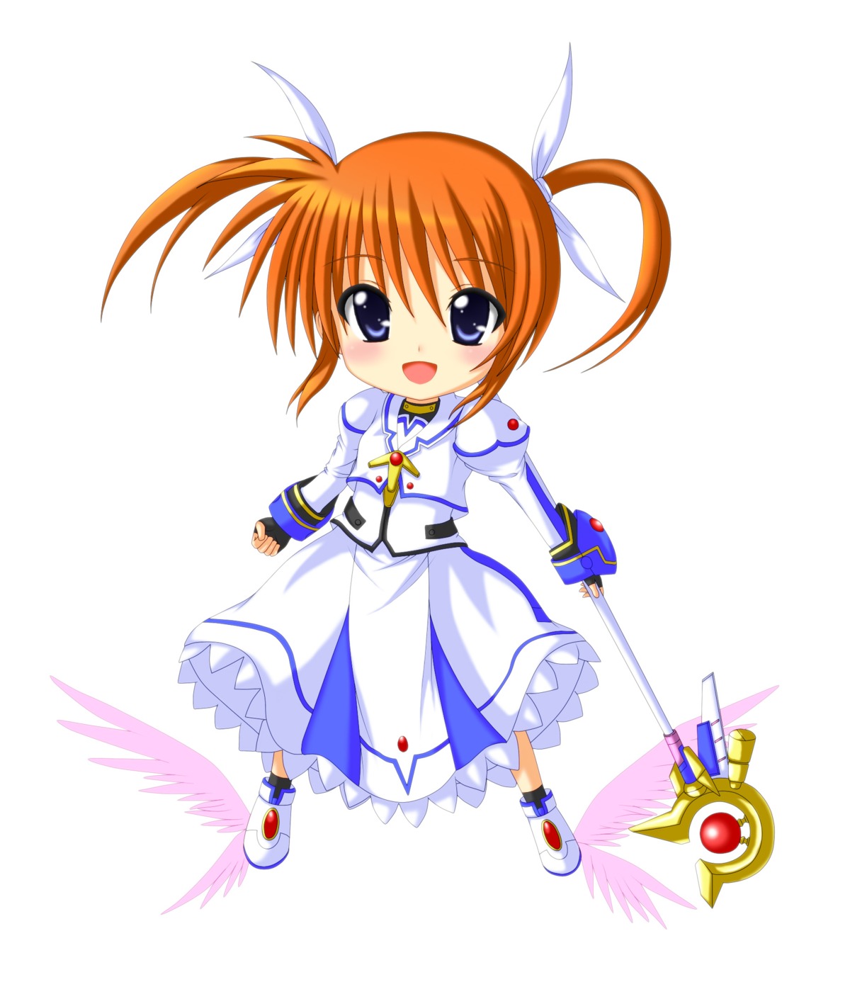 chibi kuena mahou_shoujo_lyrical_nanoha takamachi_nanoha weapon wings