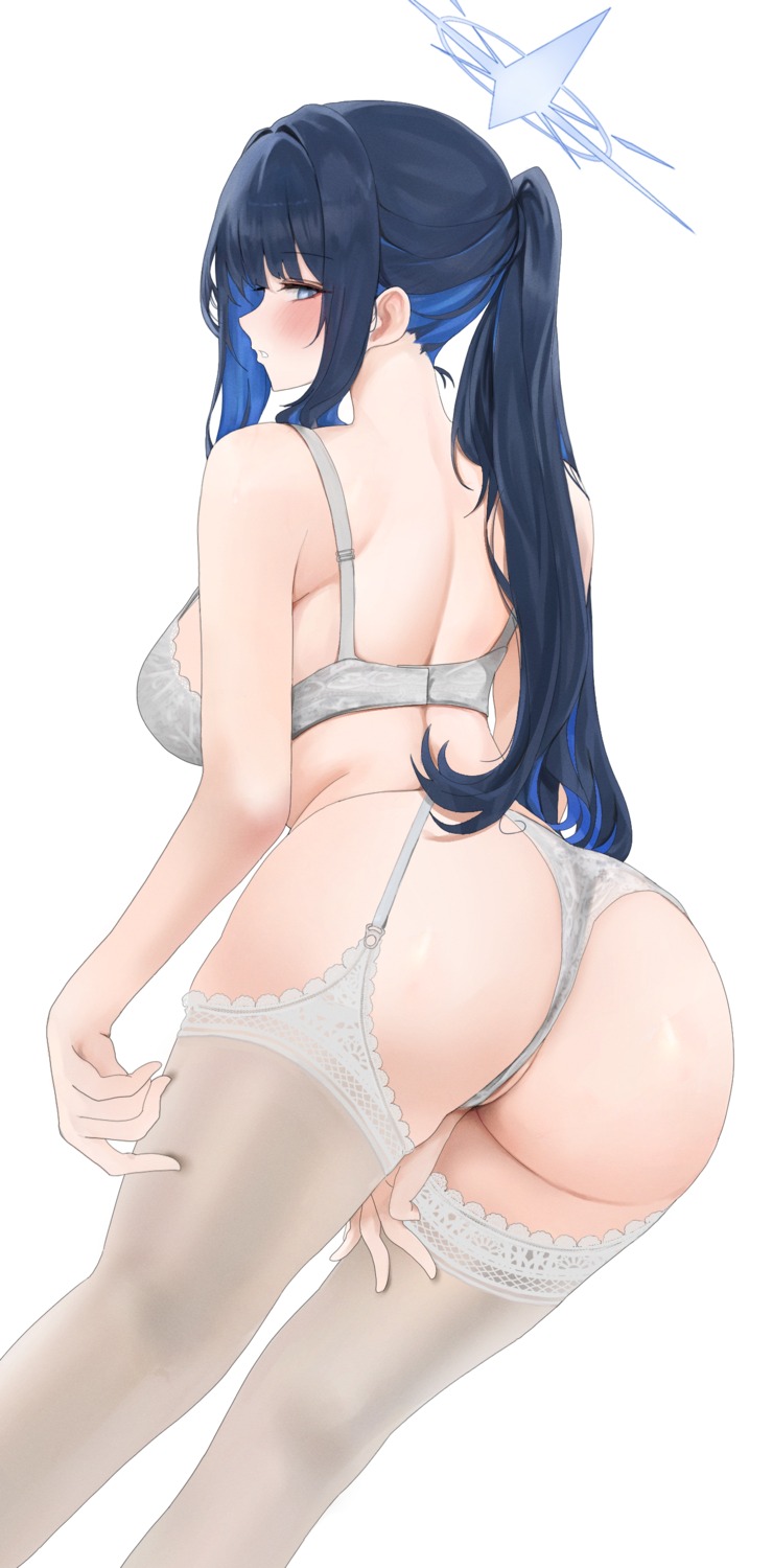 ass blue_archive bra fte_(fifteen_199) halo joumae_saori pantsu stockings thighhighs thong