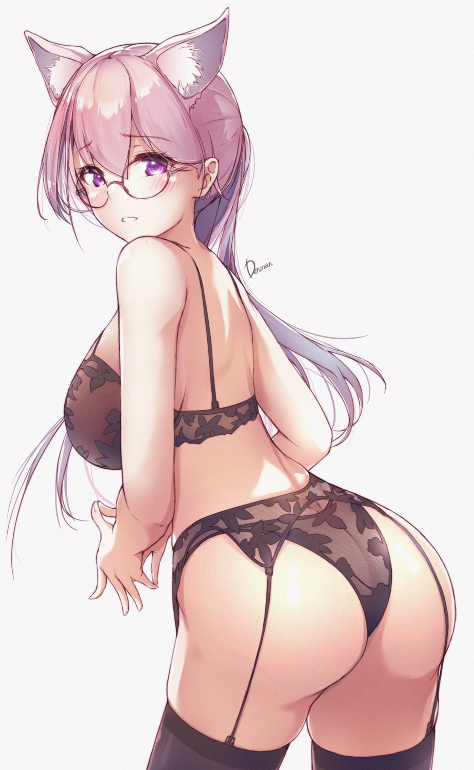 animal_ears ass bra dermar garter_belt lingerie megane pantsu stockings thighhighs thong