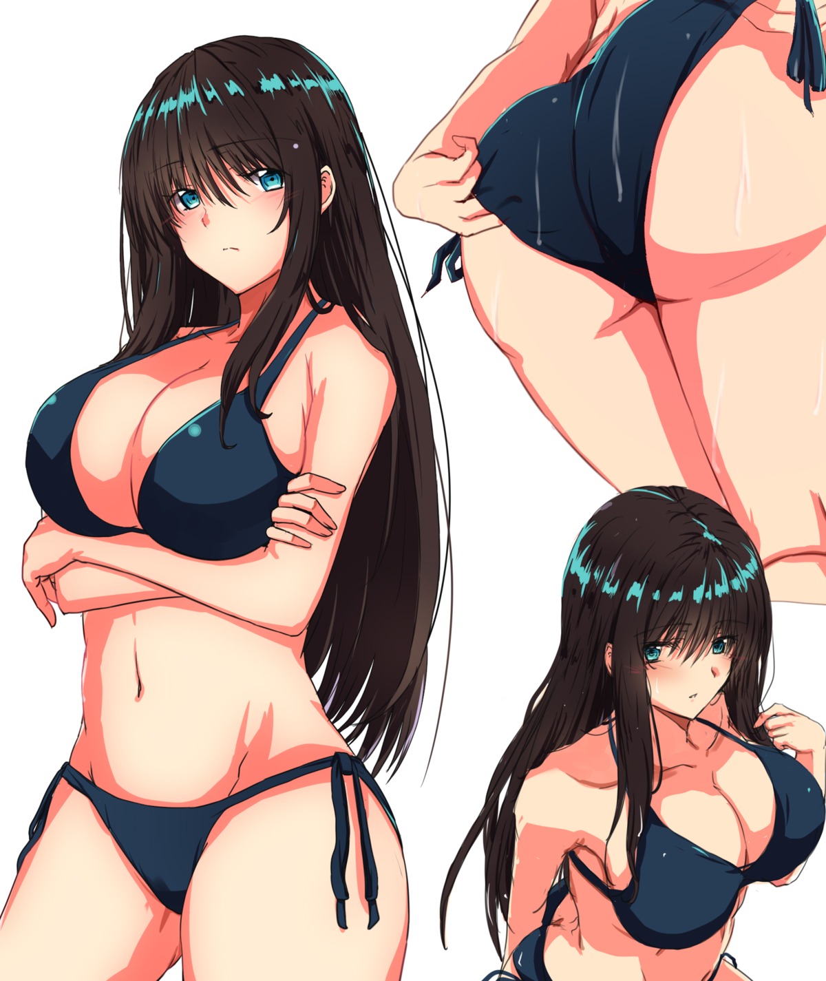 ass bikini cleavage ekaki_kukuma swimsuits wet