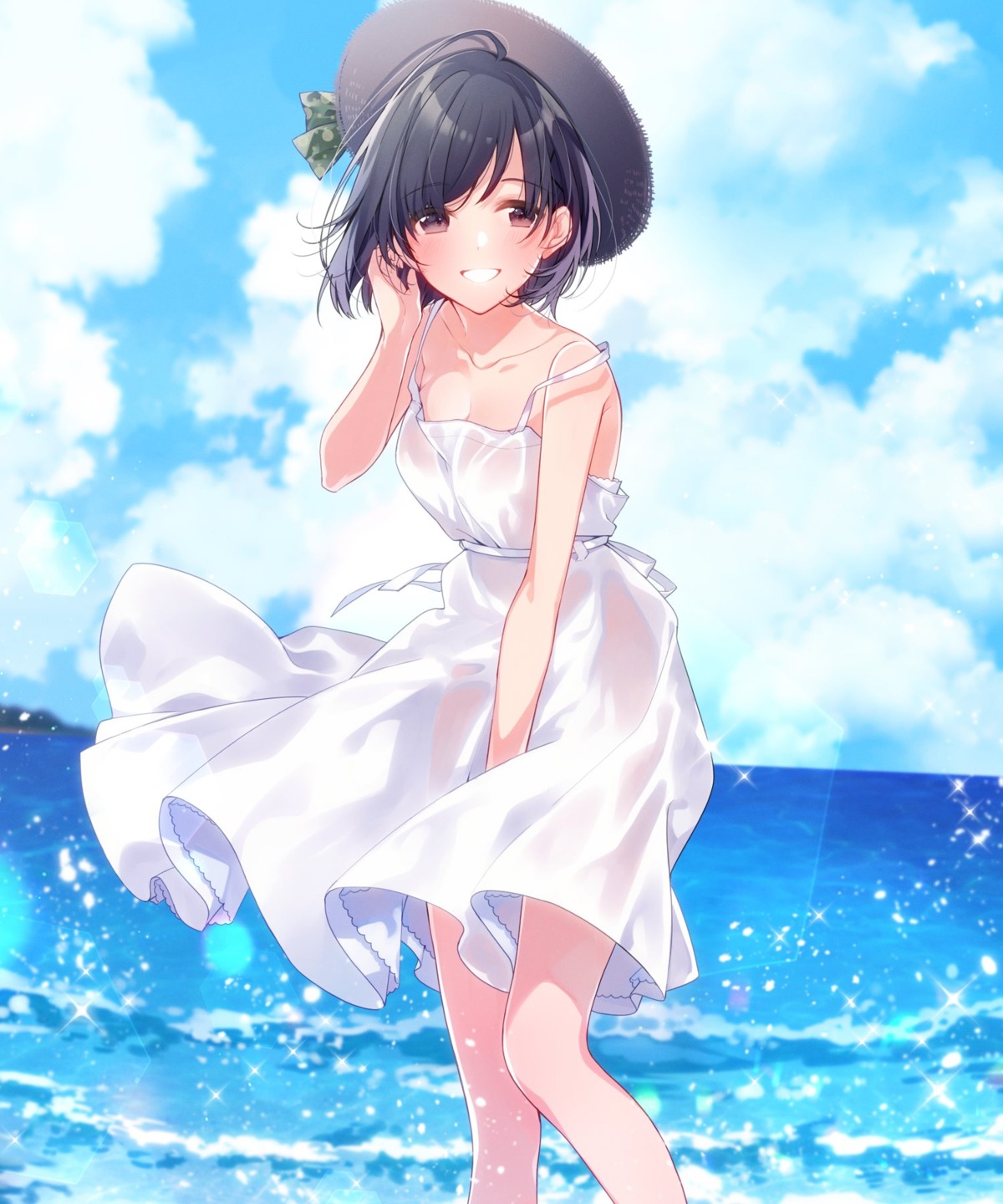 dress no_bra nopan see_through skirt_lift summer_dress u35 wet_clothes