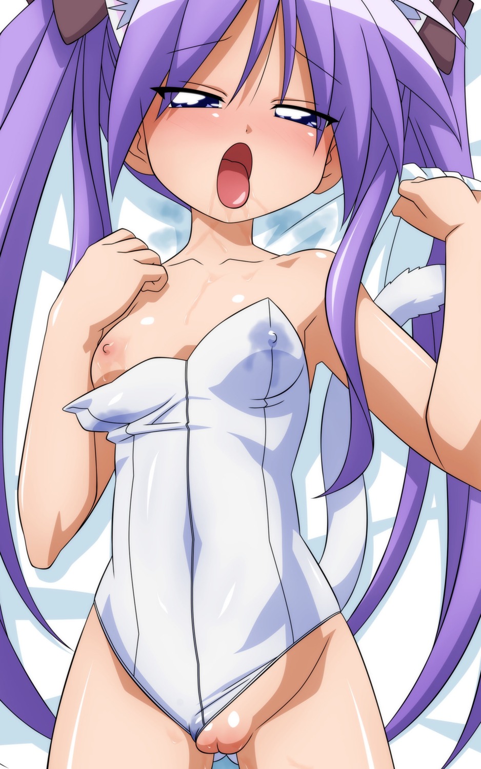 animal_ears breasts erect_nipples hiiragi_kagami lucky_star nekomimi nipples pussy tail uncensored wave_ride