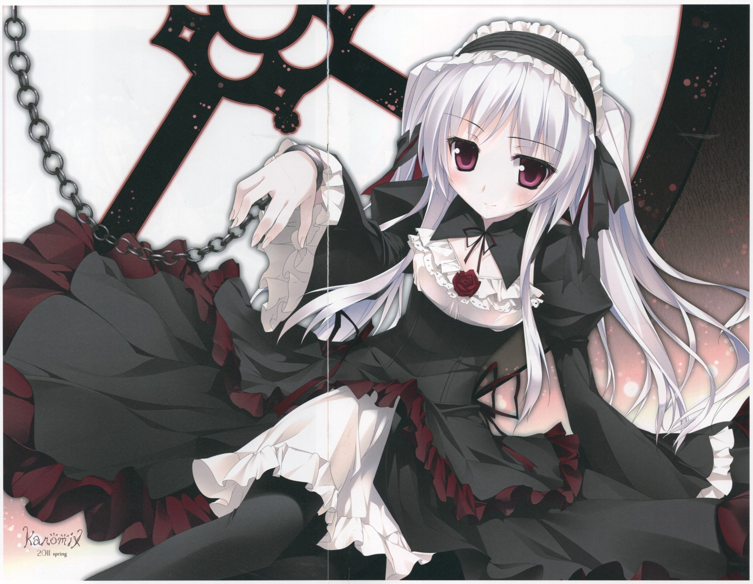 bondage crease dress gothic_lolita karory lolita_fashion pantyhose raw_scan