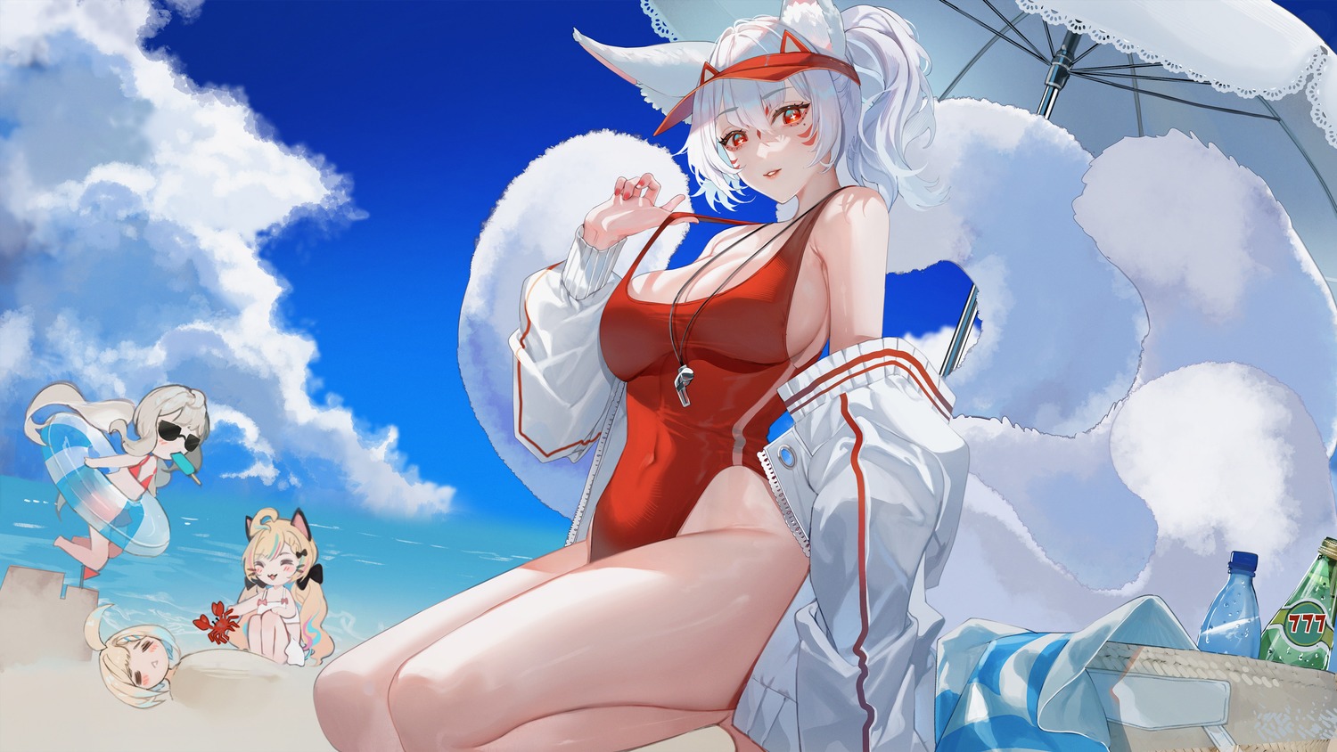 animal_ears endou_reimu enna_alouette kitsune kosaka_nina megane millie_parfait nekomimi nijisanji nijisanji_en shei99 swimsuits tail wallpaper