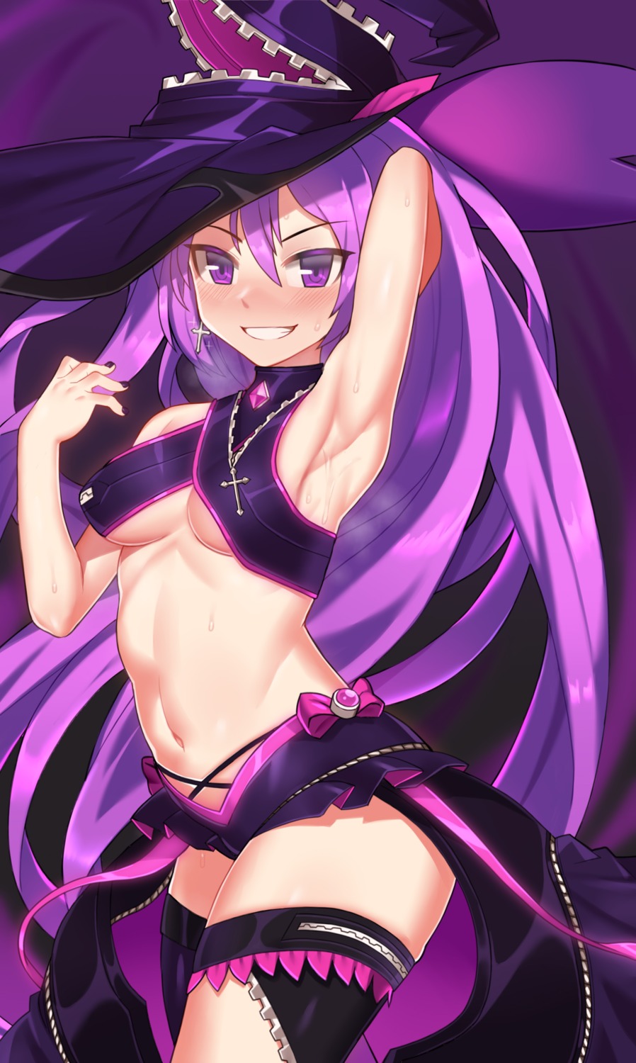 aisha_(elsword) elsword nt00 thighhighs underboob witch