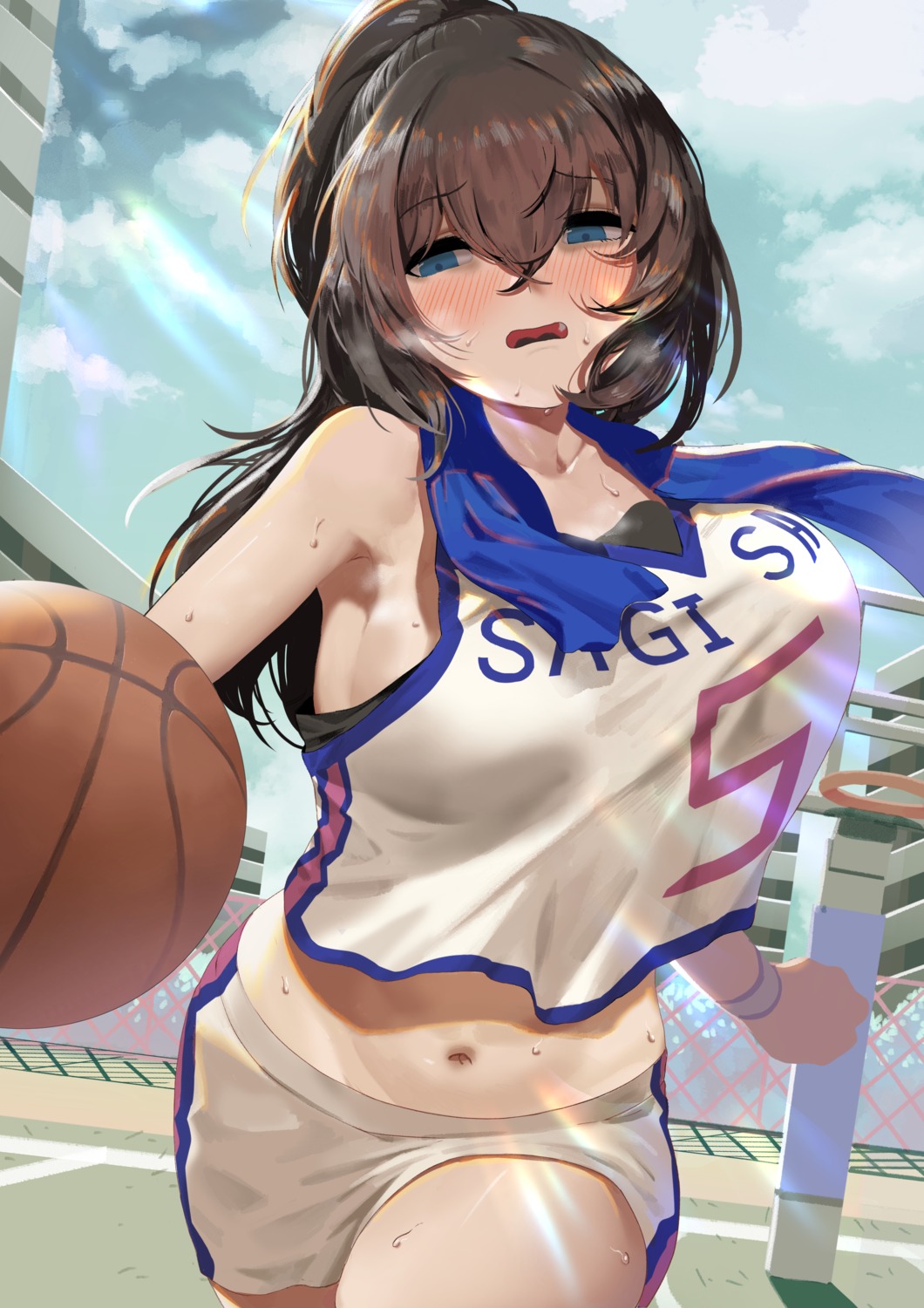 basketball bsue gym_uniform sagisawa_fumika the_idolm@ster the_idolm@ster_cinderella_girls the_idolm@ster_cinderella_girls_starlight_stage