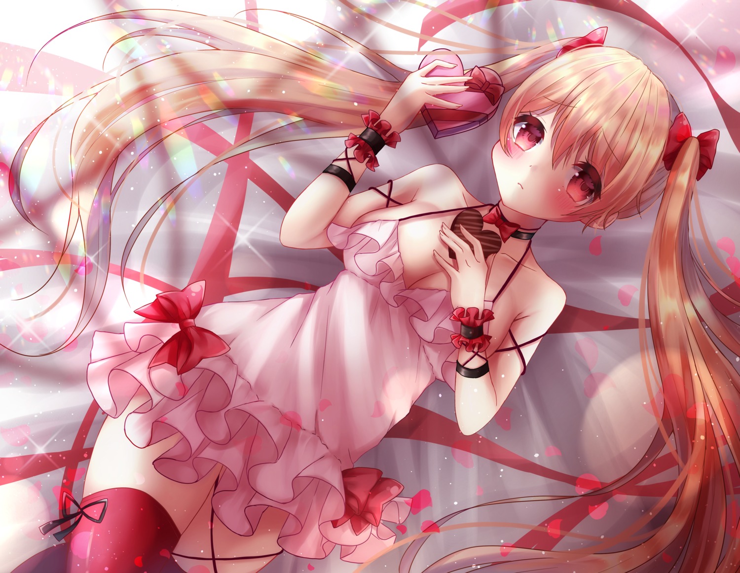 dress garter kano_(kannoyoko) no_bra thighhighs