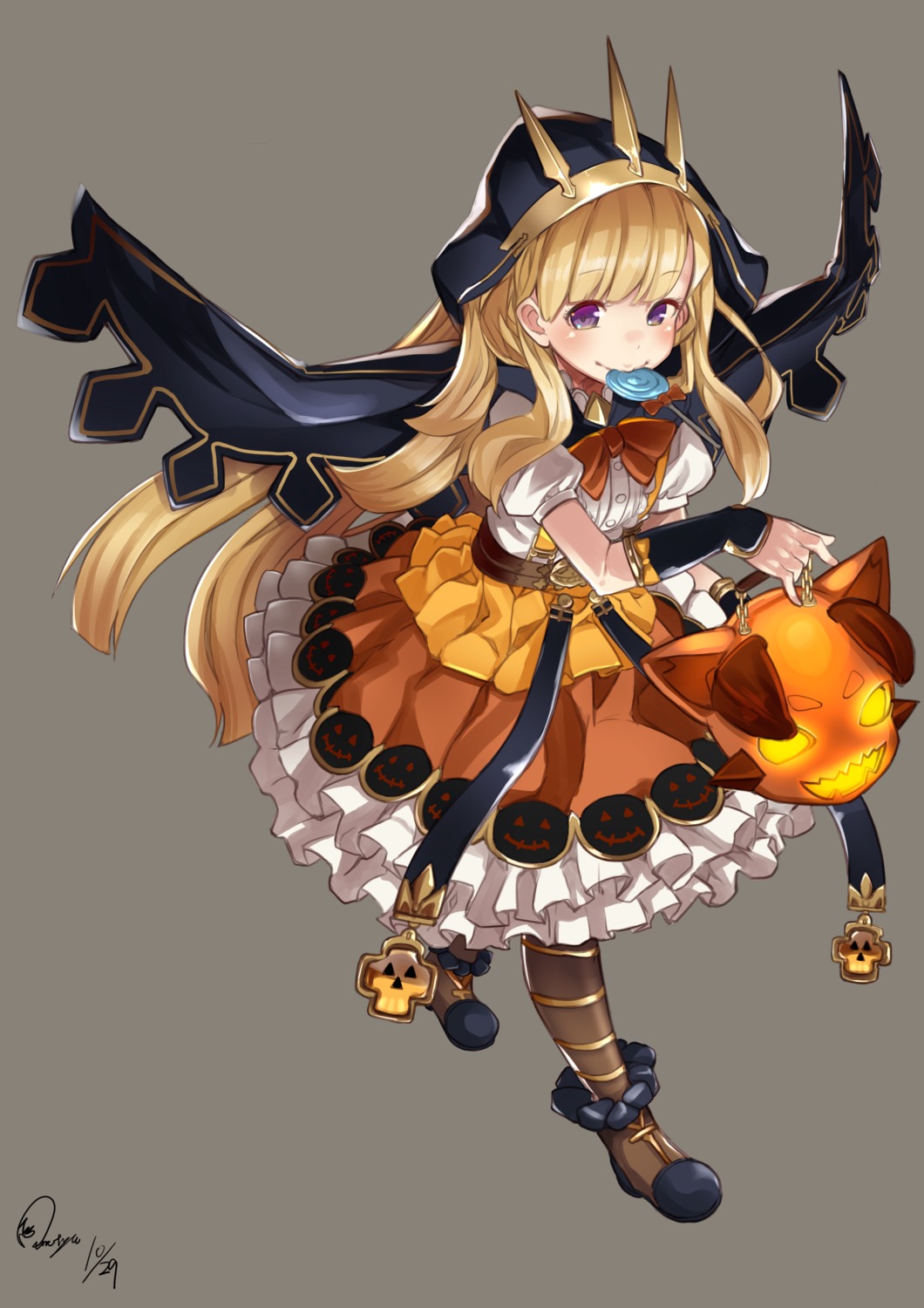 baicha cagliostro_(granblue_fantasy) dress granblue_fantasy halloween pantyhose