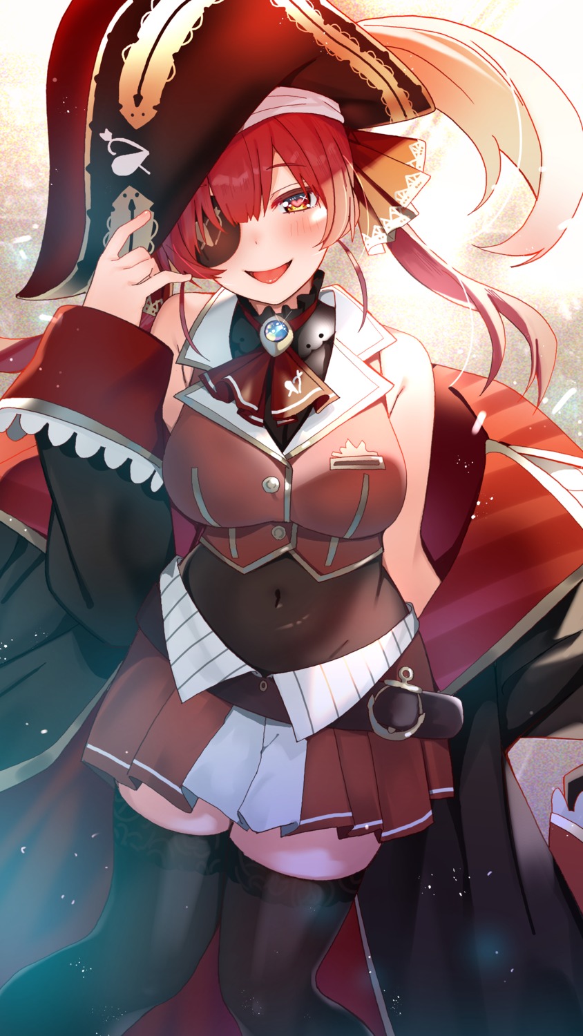 eyepatch hololive houshou_marine pirate thighhighs tonarikeru