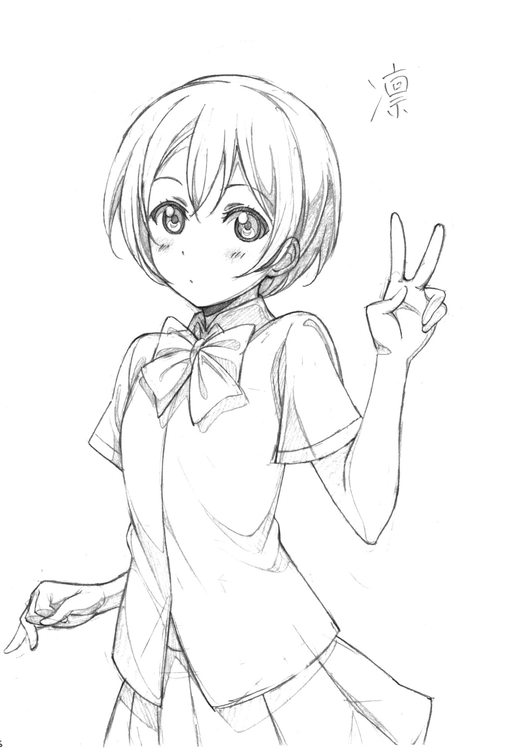 hoshizora_rin love_live! monochrome murota_yuuhei seifuku sketch