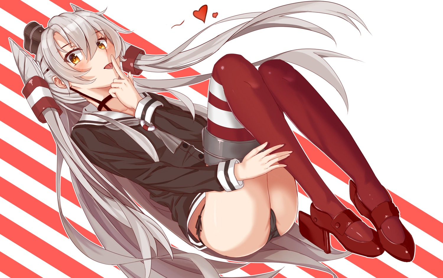 amatsukaze_(kancolle) cameltoe heels hyl_(tiankonghuayin) kantai_collection pantsu seifuku string_panties thighhighs