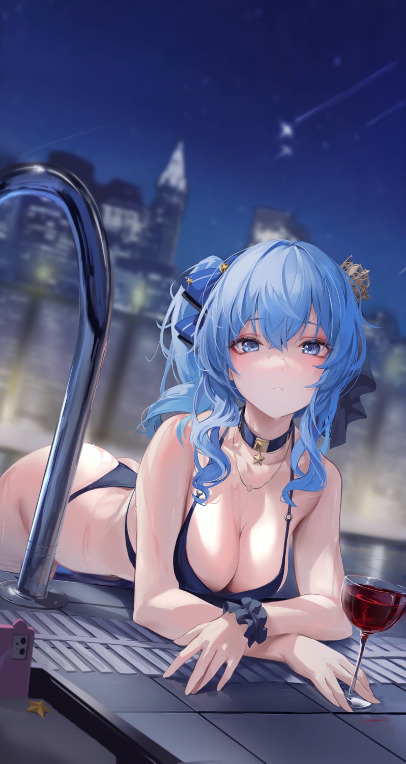 hiki_niito hololive hoshimachi_suisei swimsuits wet