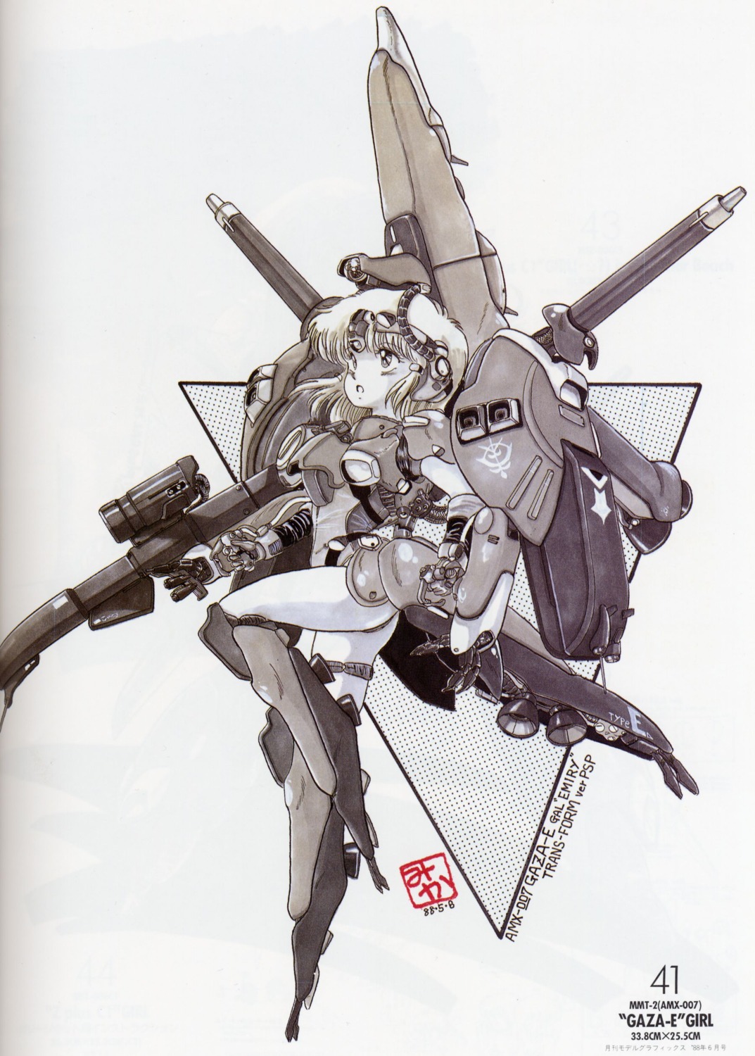 akitaka_mika ass bleed_through mecha_musume monochrome