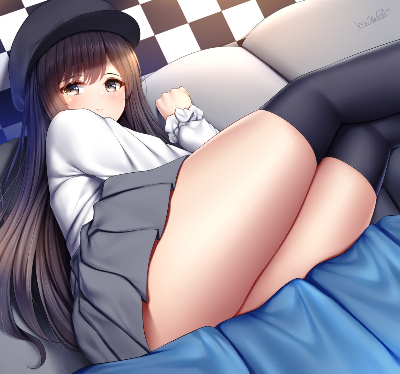 seifuku skirt_lift thighhighs wsman