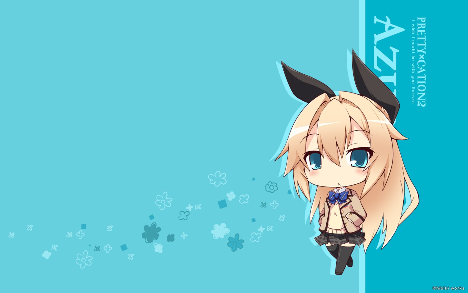 chibi hibiki_works kurashiki_azusa pretty_x_cation_2 retoma_kuro seifuku thighhighs wallpaper