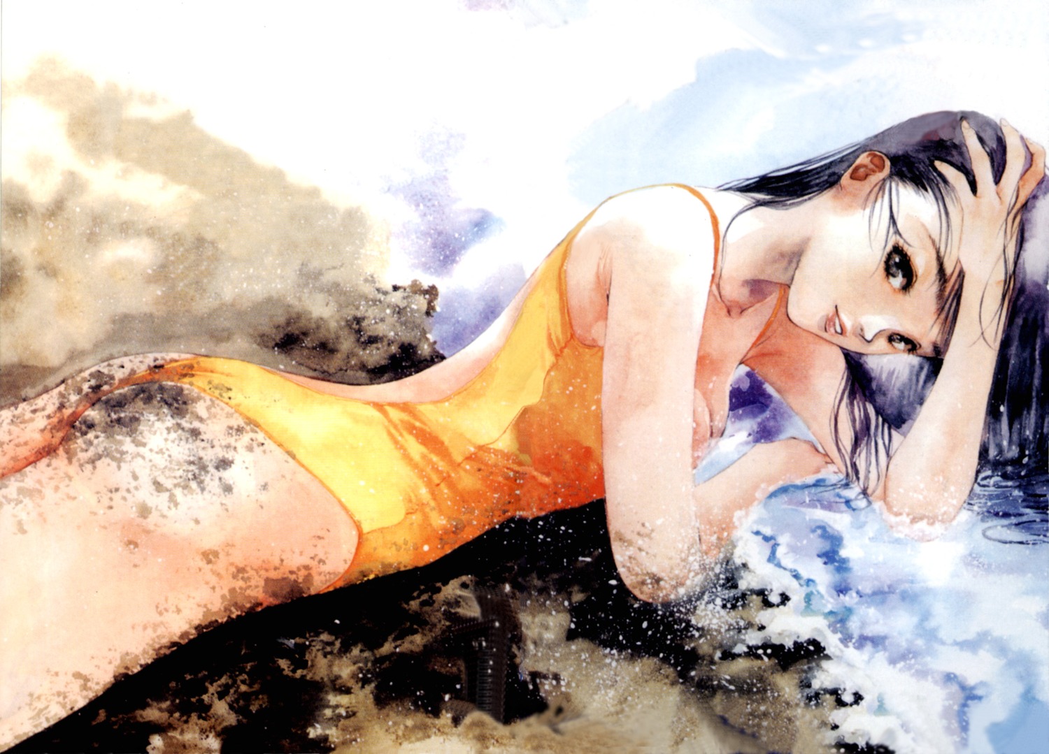 ass lynn_minmay macross mikimoto_haruhiko swimsuits the_super_dimension_fortress_macross wet