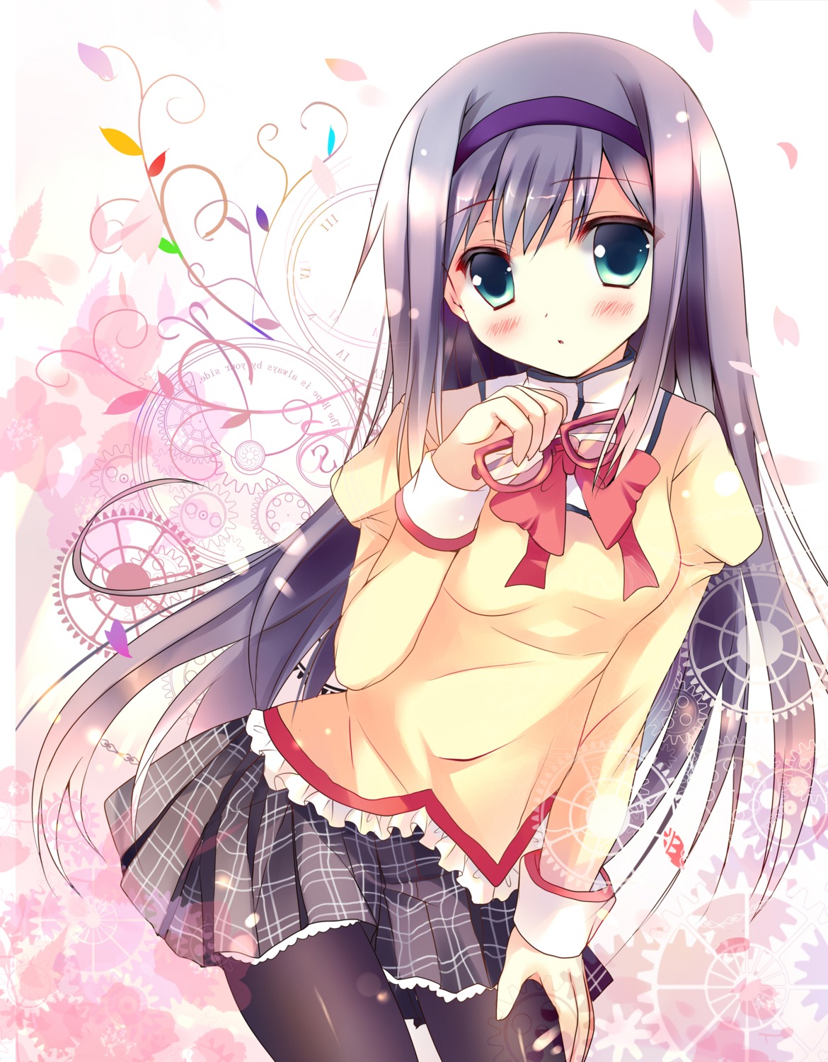 akemi_homura azumi_kazuki megane pantyhose puella_magi_madoka_magica seifuku