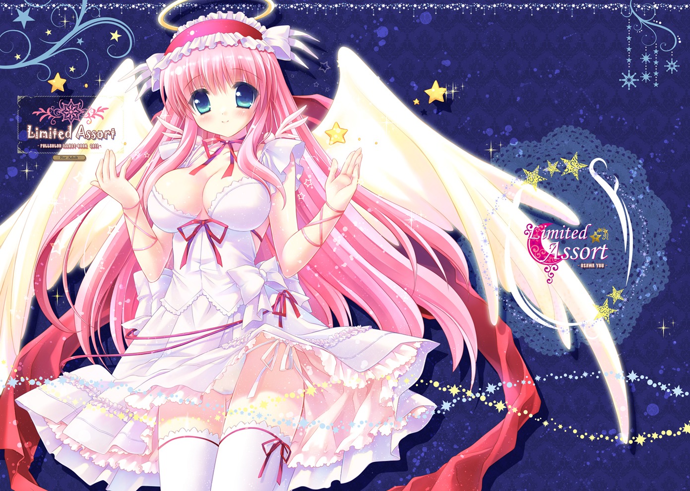 cleavage dress haramura_nodoka ozawa_yuu pantsu saki thighhighs wings