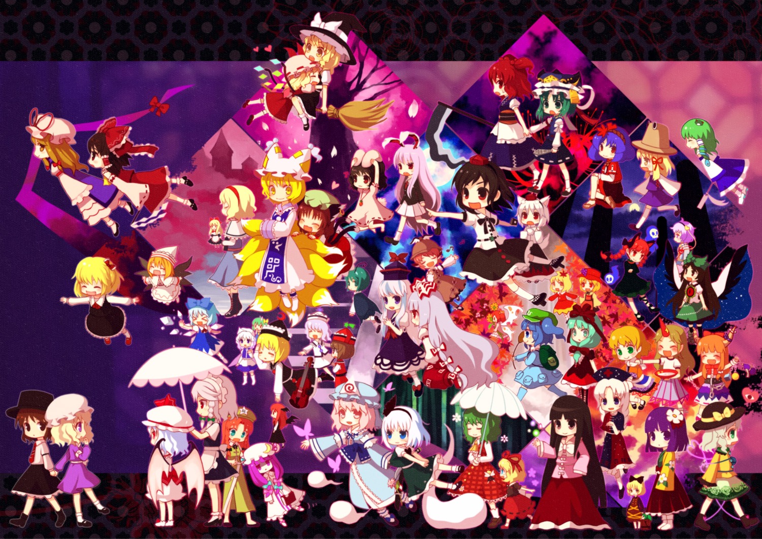 aki_minoriko aki_shizuha alice_margatroid chen cirno daiyousei flandre_scarlet fujiwara_no_mokou hakurei_reimu hieda_no_akyuu hong_meiling hoshiguma_yuugi houraisan_kaguya ibuki_suika inaba_tewi inubashiri_momiji izayoi_sakuya kaenbyou_rin kagiyama_hina kamishirasawa_keine kawashiro_nitori kazami_yuuka kirisame_marisa kisume koakuma kochiya_sanae komeiji_koishi komeiji_satori konpaku_youmu kurodani_yamame letty_whiterock lily_white lunasa_prismriver lyrica_prismriver maribel_han medicine_melancholy merlin_prismriver mizuhashi_parsee moriya_suwako mystia_lorelei nishiki_koi onozuka_komachi patchouli_knowledge reisen_udongein_inaba reiuji_utsuho remilia_scarlet rumia saigyouji_yuyuko scanning_dust shameimaru_aya shanghai_doll shikieiki_yamaxanadu touhou usami_renko wriggle_nightbug yagokoro_eirin yakumo_ran yakumo_yukari yasaka_kanako