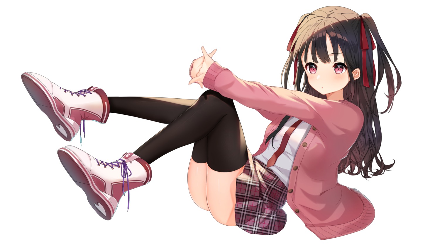 amaimomo seifuku skirt_lift sweater thighhighs