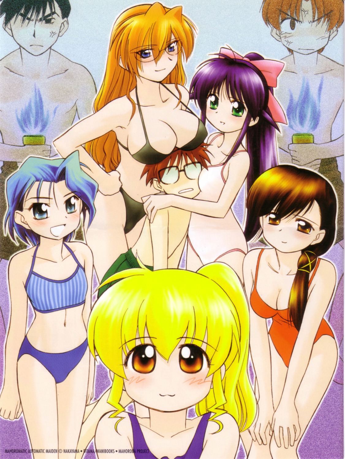 andou_mahoro bikini cleavage ditama_bow hamaguchi_toshiya kawahara_kiyomi mahoromatic megane misato_suguru ooe_chizuko sakura_miyuki shikijou_saori swimsuits todoriki_rin