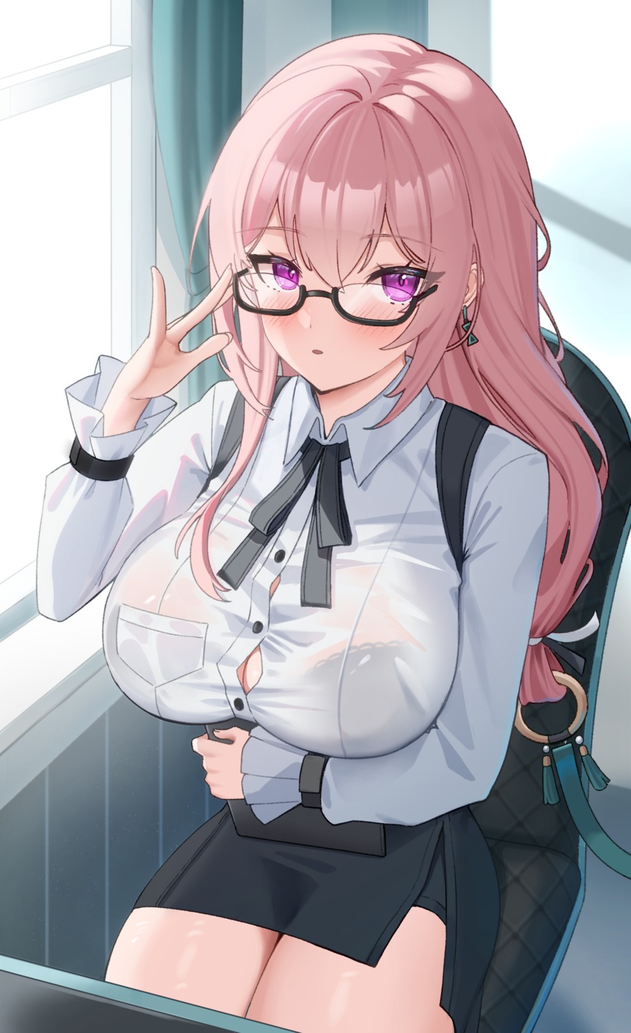 bra jinmuxi_(user_pvha4443) megane see_through tsukishiro_yanagi zenless_zone_zero