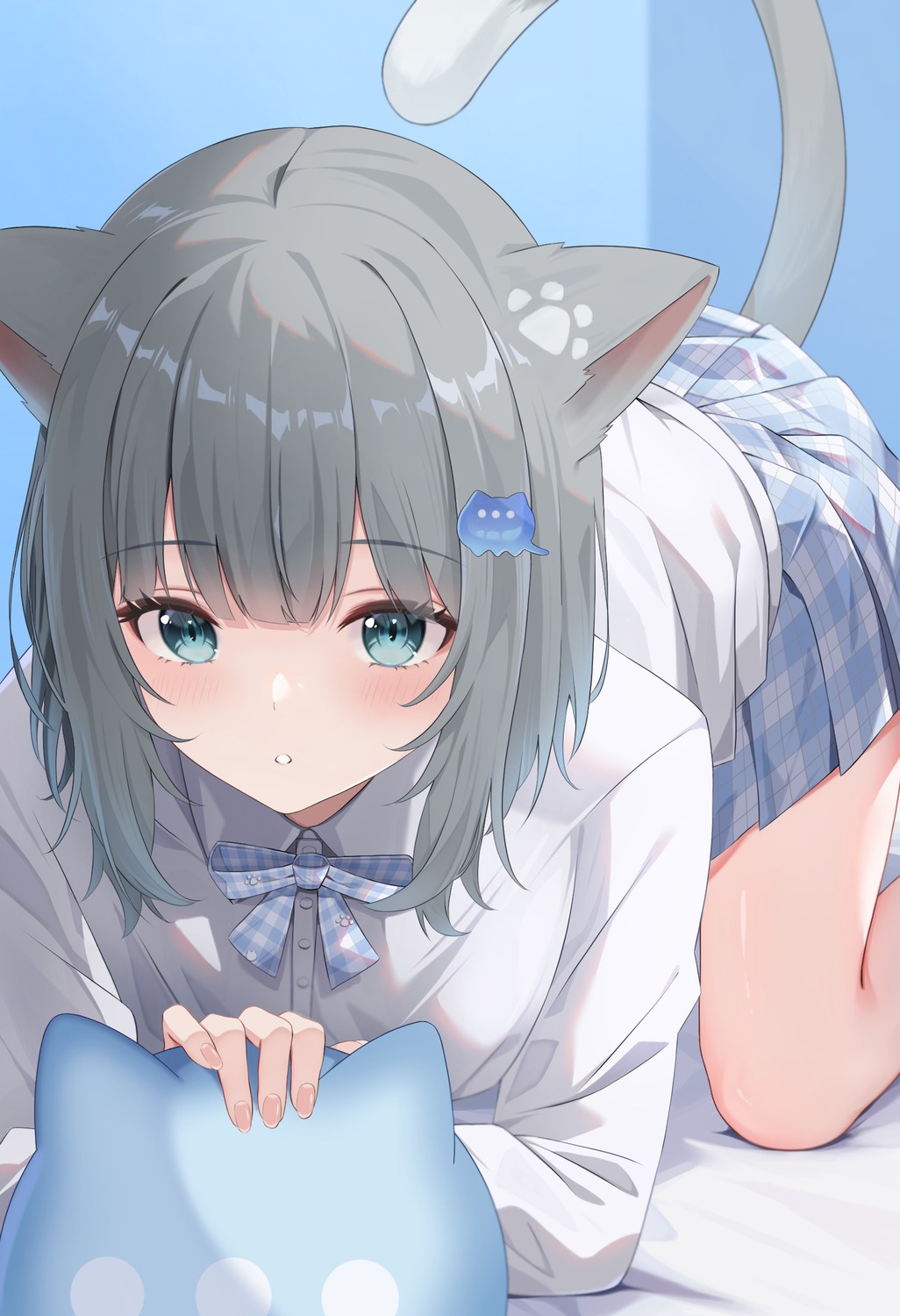 animal_ears indie_virtual_youtuber nacho_(amashiro_natsuki) nekomimi seifuku shinshia_(sinsia_0928) tail