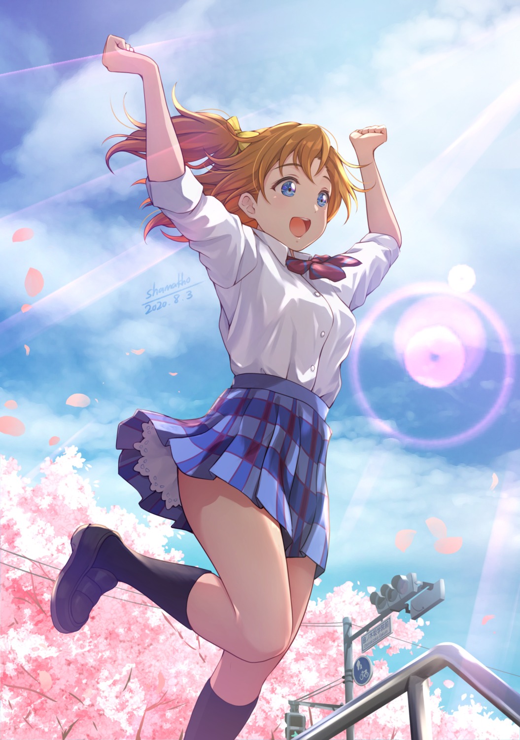 kousaka_honoka love_live! seifuku shamakho skirt_lift