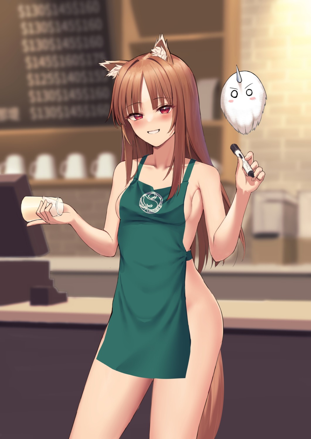 animal_ears holo naked_apron spice_and_wolf tagme tail
