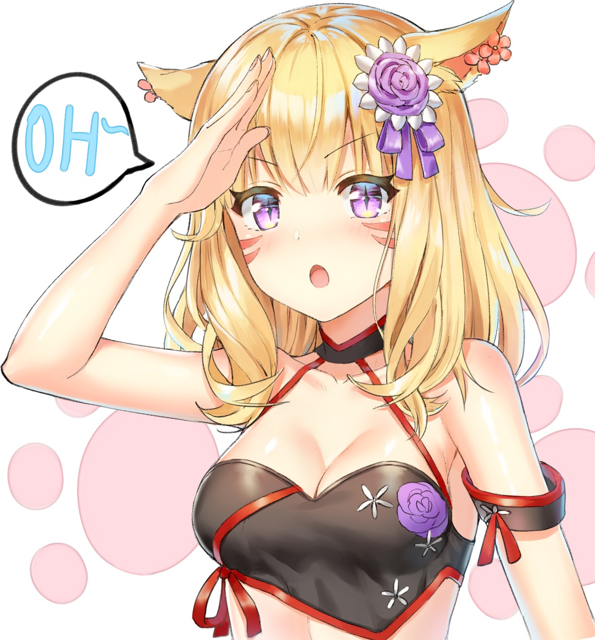 5ya animal_ears cleavage final_fantasy final_fantasy_xiv miqo'te