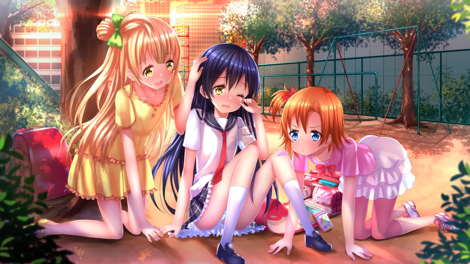 dress kousaka_honoka love_live! minami_kotori pantsu seifuku shimapan sonoda_umi swordsouls