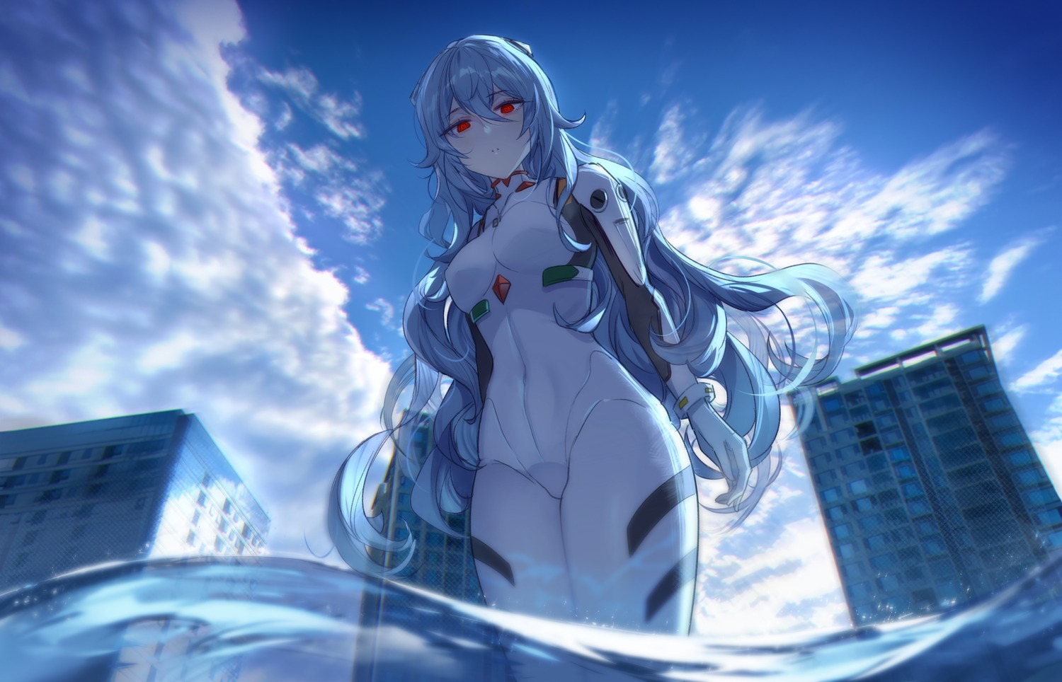 ayanami_rei bodysuit domotolain neon_genesis_evangelion wet