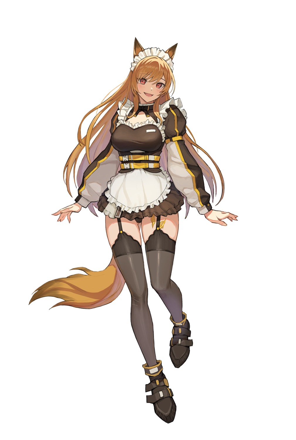 animal_ears arknights ceobe_(arknights) jason_kim maid pantsu stockings tail thighhighs